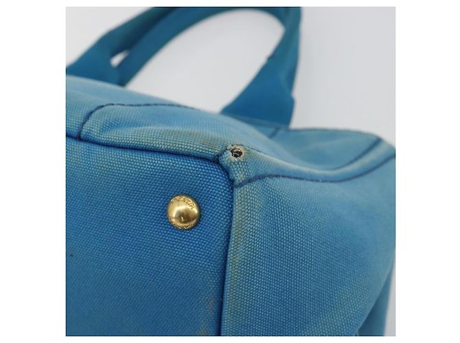 Borsa PRADA Kanapa MM in tela blu e oro autentica 185130 D'oro - vista 10