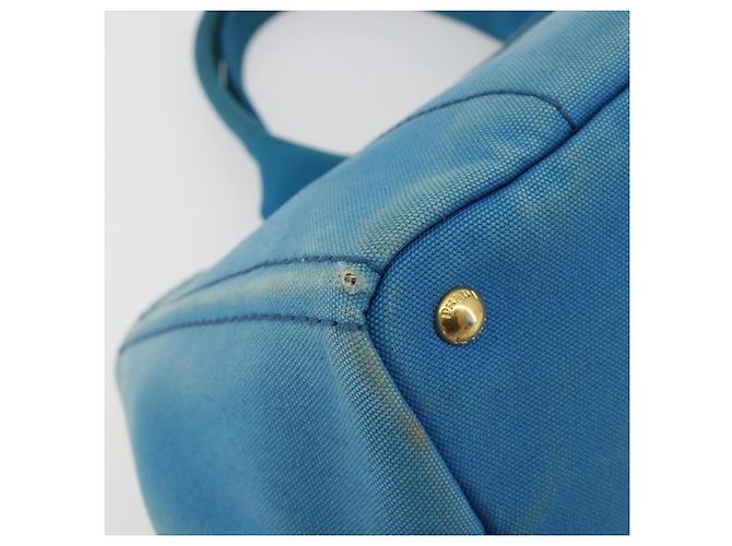 Borsa PRADA Kanapa MM in tela blu e oro autentica 185130 D'oro - vista 11