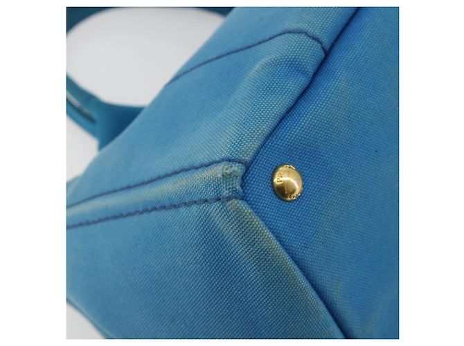 Borsa PRADA Kanapa MM in tela blu e oro autentica 185130 D'oro - vista 13