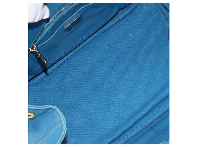 Borsa PRADA Kanapa MM in tela blu e oro autentica 185130 D'oro - vista 15