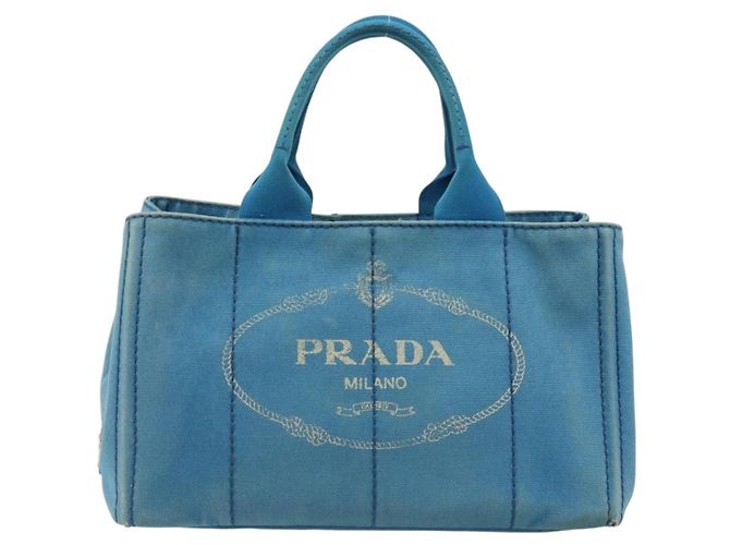 Borsa PRADA Kanapa MM in tela blu e oro autentica 185130 D'oro - vista 2