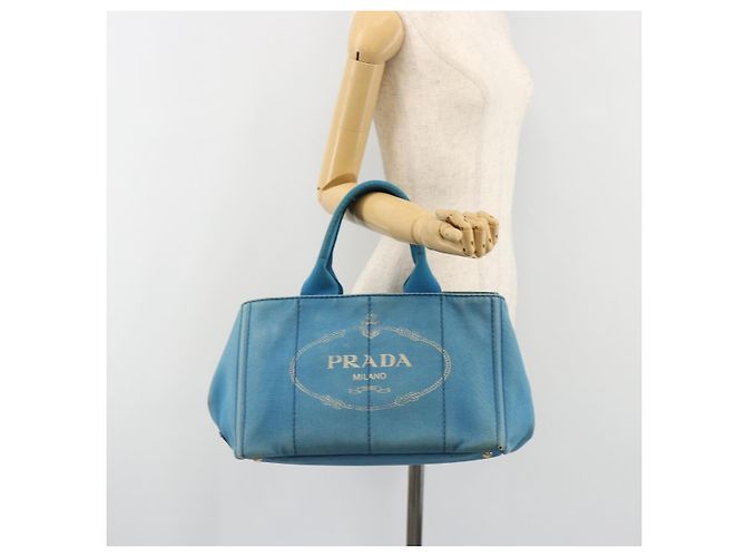 Borsa PRADA Kanapa MM in tela blu e oro autentica 185130 D'oro - vista 23