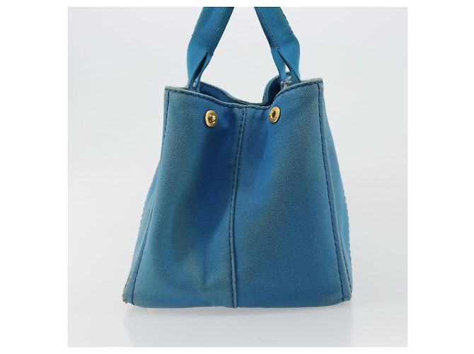 Borsa PRADA Kanapa MM in tela blu e oro autentica 185130 D'oro - vista 4