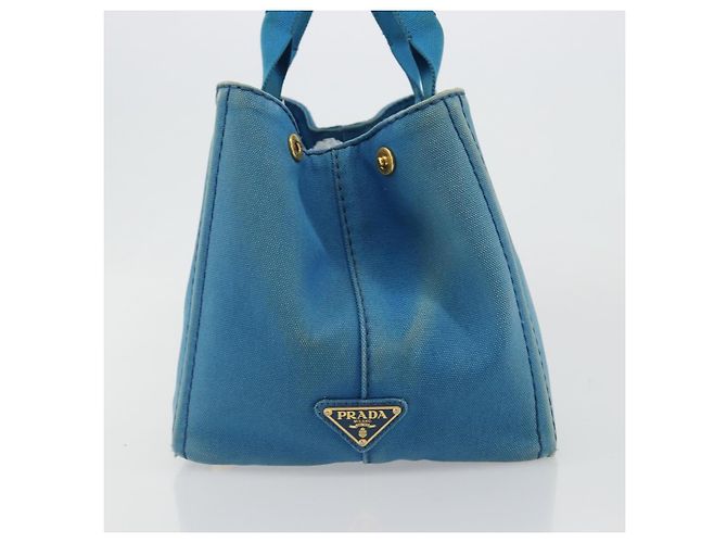 Borsa PRADA Kanapa MM in tela blu e oro autentica 185130 D'oro - vista 5