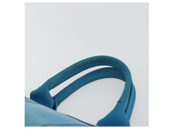 Borsa PRADA Kanapa MM in tela blu e oro autentica 185130 D'oro - vista 8