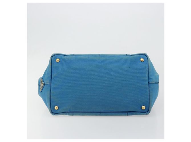 Borsa PRADA Kanapa MM in tela blu e oro autentica 185130 D'oro - vista 9