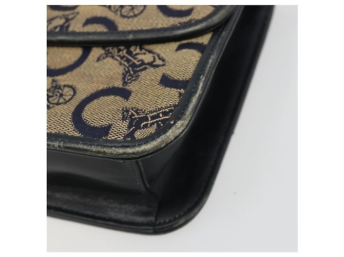 Céline Borsa a tracolla CELINE C Sulky Horse Carriage in tela Navy Gold Auth 184574 - vista 10