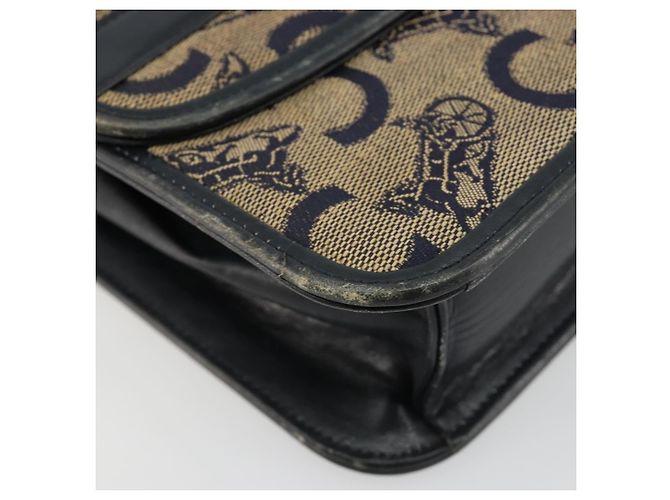 Céline Borsa a tracolla CELINE C Sulky Horse Carriage in tela Navy Gold Auth 184574 - vista 11