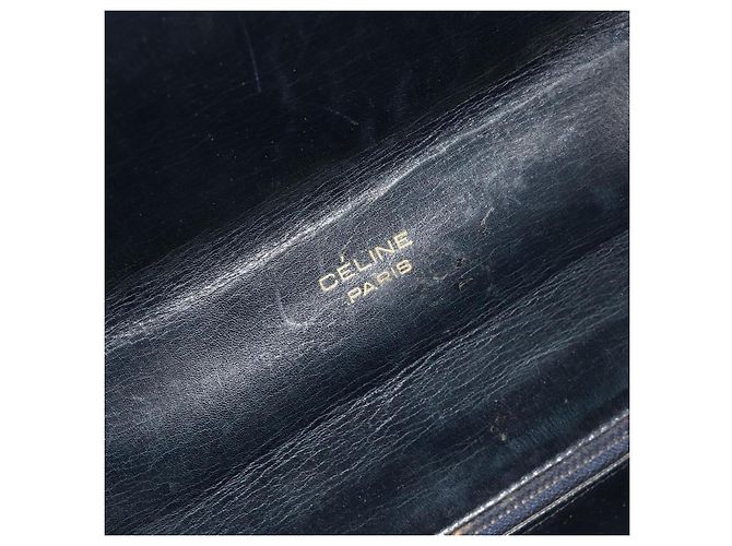 Céline Borsa a tracolla CELINE C Sulky Horse Carriage in tela Navy Gold Auth 184574 - vista 16