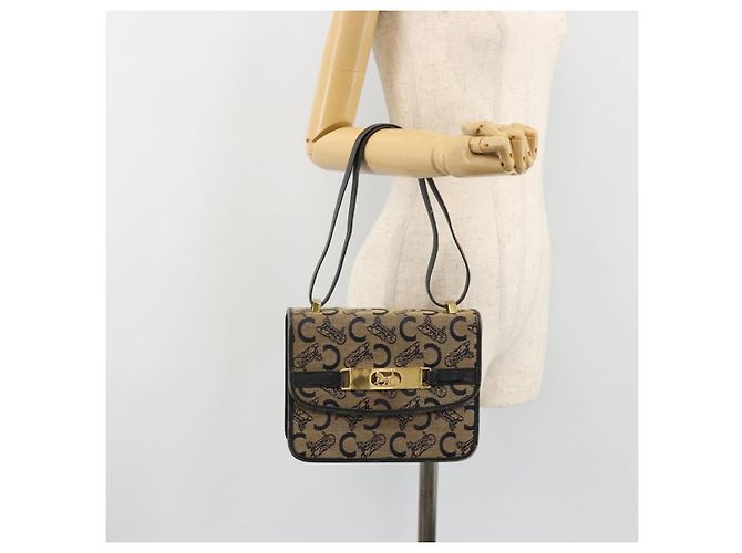 Céline Borsa a tracolla CELINE C Sulky Horse Carriage in tela Navy Gold Auth 184574 - vista 23