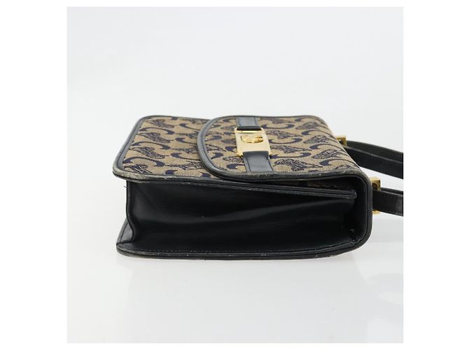 Céline Borsa a tracolla CELINE C Sulky Horse Carriage in tela Navy Gold Auth 184574 - vista 4