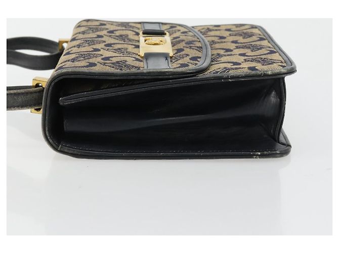 Céline Borsa a tracolla CELINE C Sulky Horse Carriage in tela Navy Gold Auth 184574 - vista 5