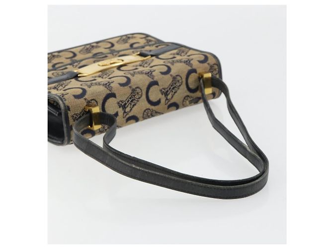 Céline Borsa a tracolla CELINE C Sulky Horse Carriage in tela Navy Gold Auth 184574 - vista 7