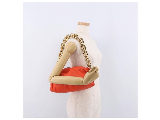 BOTTEGA VENETA Borsa a tracolla The Chain Pouch in pelle Arancione Oro Auth 185382SAM D'oro - vista 20