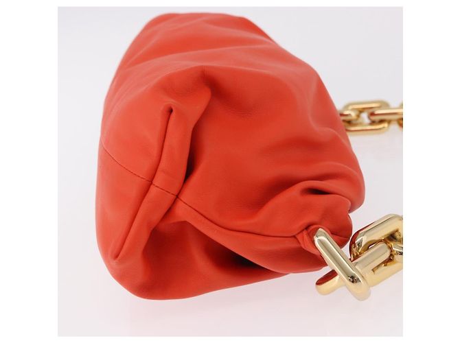BOTTEGA VENETA Borsa a tracolla The Chain Pouch in pelle Arancione Oro Auth 185382SAM D'oro - vista 4
