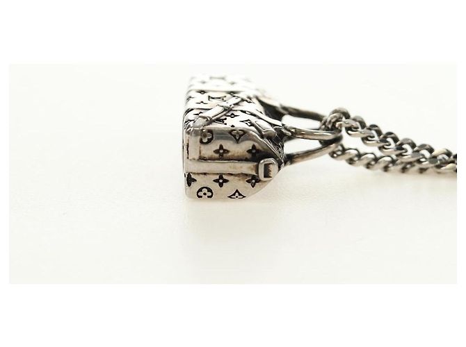 LOUIS VUITTON Collana Keepall LV Keepall Collana metallica M00914 LV Auth 184266M Argento - vista 10