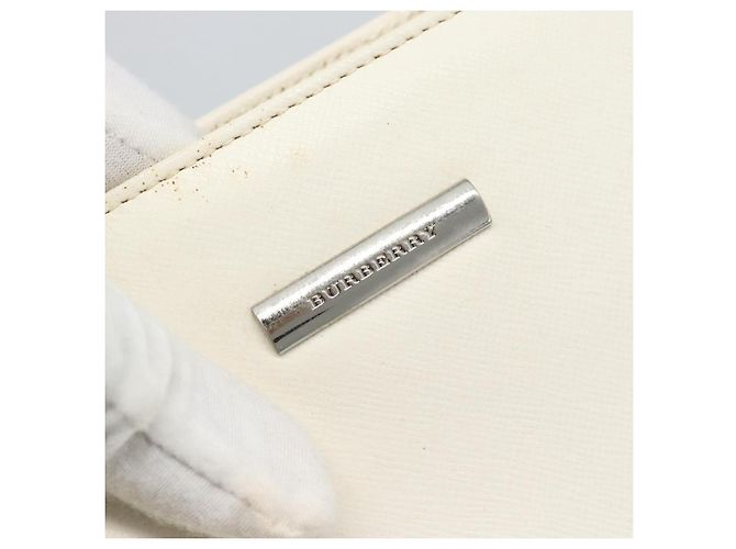 Borsa a mano BURBERRY in pelle bianco argento Auth BA13365 - vista 14