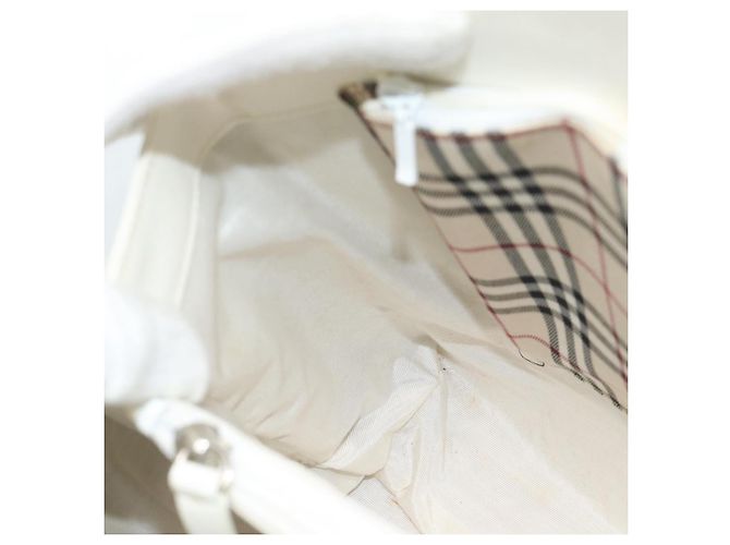 Borsa a mano BURBERRY in pelle bianco argento Auth BA13365 - vista 17