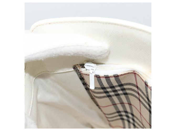 Borsa a mano BURBERRY in pelle bianco argento Auth BA13365 - vista 18
