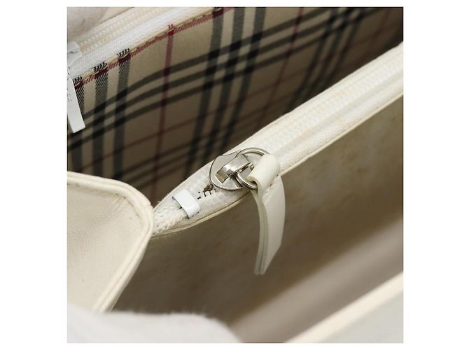 Borsa a mano BURBERRY in pelle bianco argento Auth BA13365 - vista 20