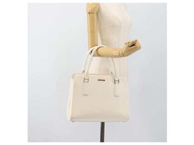 Borsa a mano BURBERRY in pelle bianco argento Auth BA13365 - vista 24