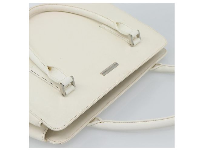 Borsa a mano BURBERRY in pelle bianco argento Auth BA13365 - vista 6