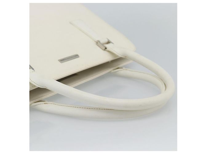 Borsa a mano BURBERRY in pelle bianco argento Auth BA13365 - vista 7