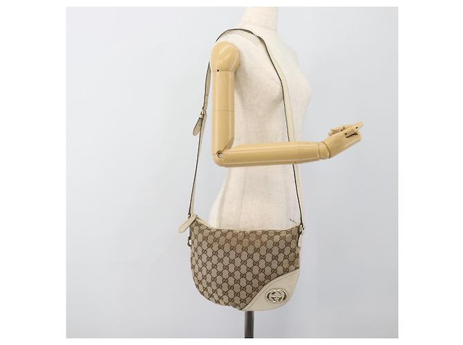 Borsa a tracolla GUCCI GG Canvas Newbrit Beige Oro 169998 Auth ep14864 D'oro - vista 23