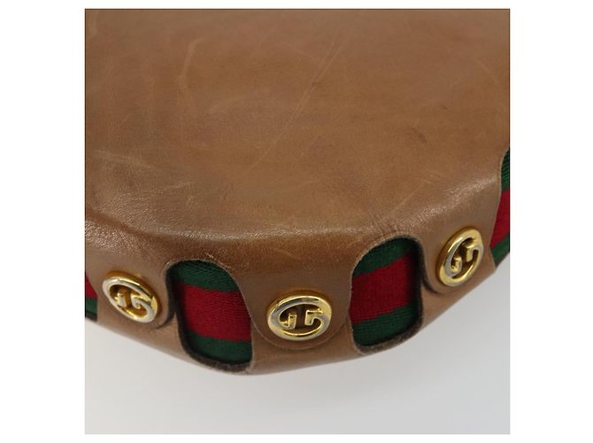 Borsa a tracolla GUCCI Web Sherry Line in pelle marrone oro Auth 185117 D'oro - vista 12