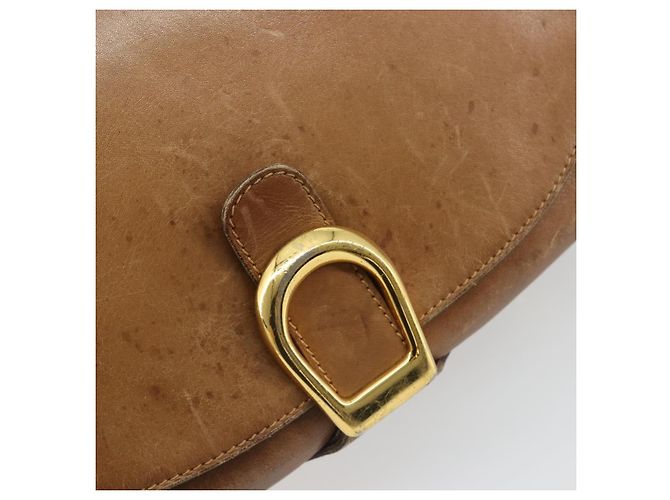 Borsa a tracolla GUCCI Web Sherry Line in pelle marrone oro Auth 185117 D'oro - vista 14