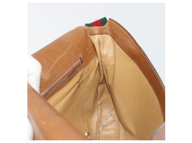 Borsa a tracolla GUCCI Web Sherry Line in pelle marrone oro Auth 185117 D'oro - vista 19