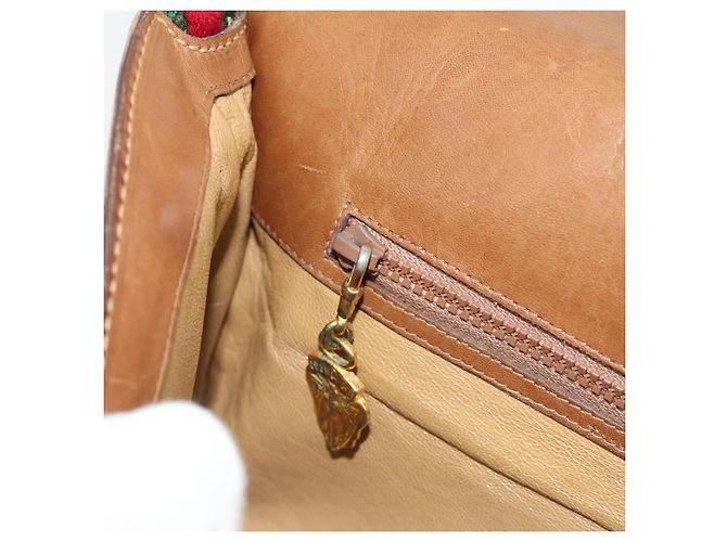 Borsa a tracolla GUCCI Web Sherry Line in pelle marrone oro Auth 185117 D'oro - vista 21