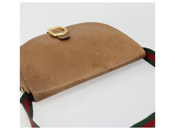 Borsa a tracolla GUCCI Web Sherry Line in pelle marrone oro Auth 185117 D'oro - vista 6