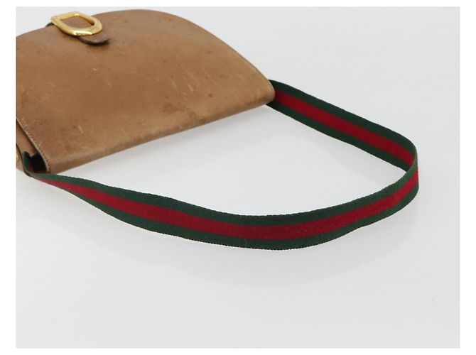 Borsa a tracolla GUCCI Web Sherry Line in pelle marrone oro Auth 185117 D'oro - vista 7