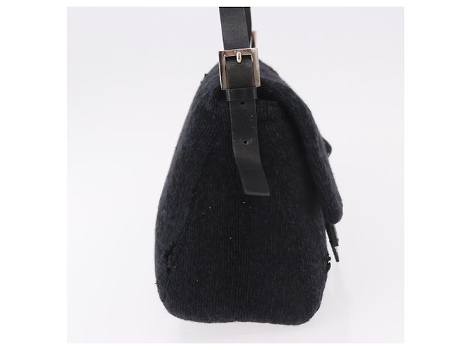 Borsa a tracolla FENDI Mamma Baguette in lana blu navy e argento Auth 183876 - vista 6