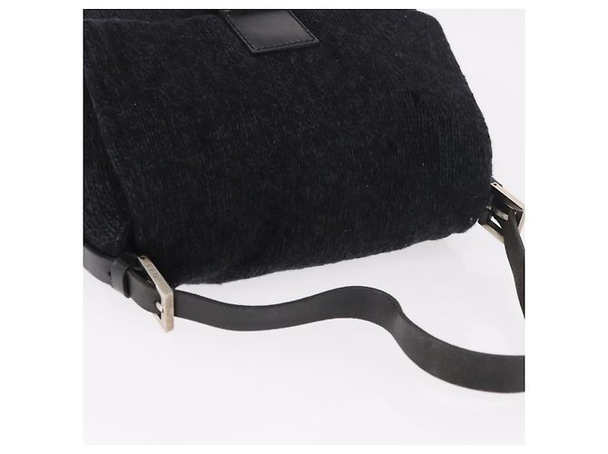 Borsa a tracolla FENDI Mamma Baguette in lana blu navy e argento Auth 183876 - vista 7
