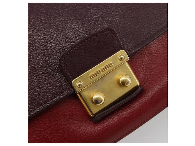 Borsa Miu Miu in pelle 2way Rosso Oro Auth ka4739A D'oro - vista 17