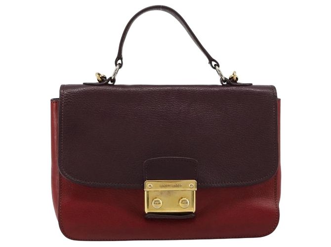 Borsa Miu Miu in pelle 2way Rosso Oro Auth ka4739A D'oro - vista 2