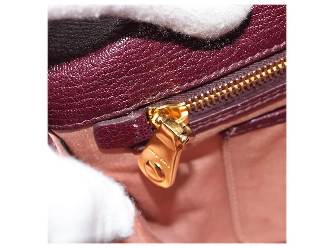 Borsa Miu Miu in pelle 2way Rosso Oro Auth ka4739A D'oro - vista 24