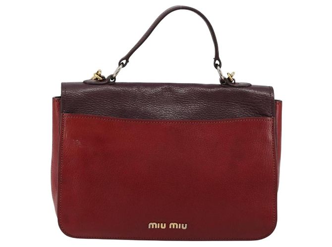Borsa Miu Miu in pelle 2way Rosso Oro Auth ka4739A D'oro - vista 3