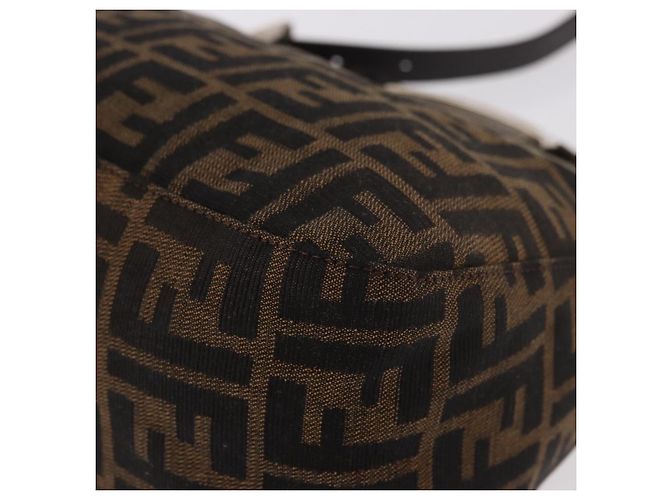 FENDI Zucca Canvas Mamma Baguette Shoulder Bag Black Brown Auth 185507SAV Marrone Nero - vista 11