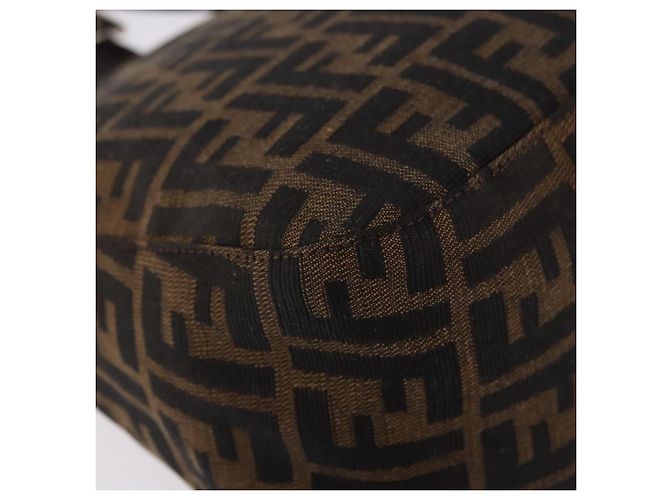 FENDI Zucca Canvas Mamma Baguette Shoulder Bag Black Brown Auth 185507SAV Marrone Nero - vista 12