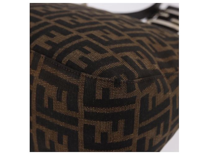 FENDI Zucca Canvas Mamma Baguette Shoulder Bag Black Brown Auth 185507SAV Marrone Nero - vista 13