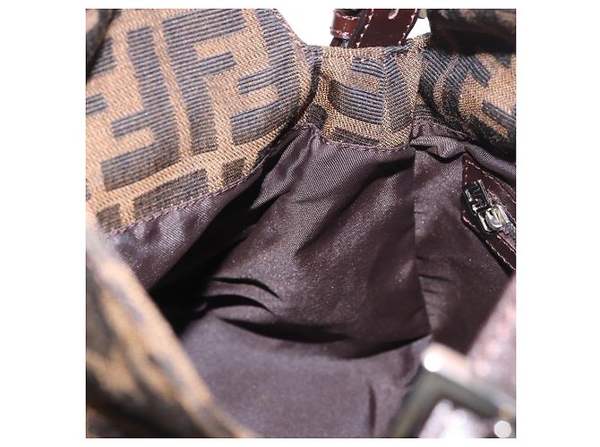 FENDI Zucca Canvas Mamma Baguette Shoulder Bag Black Brown Auth 185507SAV Marrone Nero - vista 21
