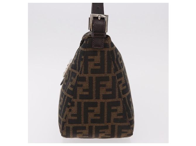 FENDI Zucca Canvas Mamma Baguette Shoulder Bag Black Brown Auth 185507SAV Marrone Nero - vista 4