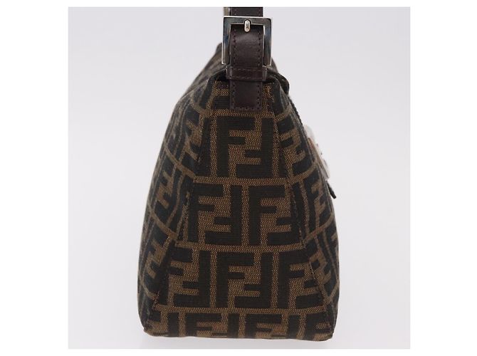 FENDI Zucca Canvas Mamma Baguette Shoulder Bag Black Brown Auth 185507SAV Marrone Nero - vista 5