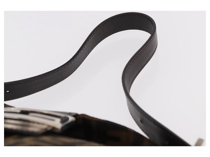 FENDI Zucca Canvas Mamma Baguette Shoulder Bag Black Brown Auth 185507SAV Marrone Nero - vista 8