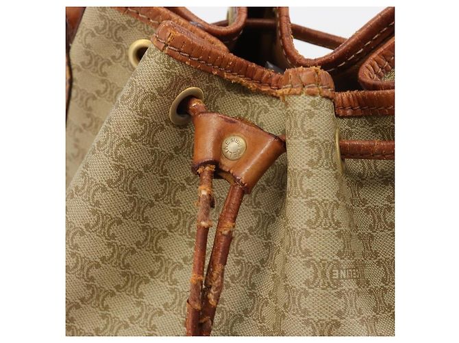 Céline Borsa a Spalla CELINE Macadam Canvas PVC Beige Oro Auth ti3982 D'oro - vista 14