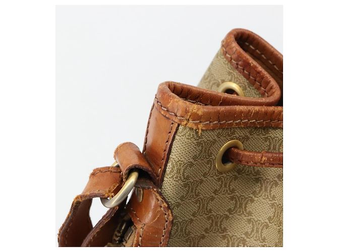 Céline Borsa a Spalla CELINE Macadam Canvas PVC Beige Oro Auth ti3982 D'oro - vista 17