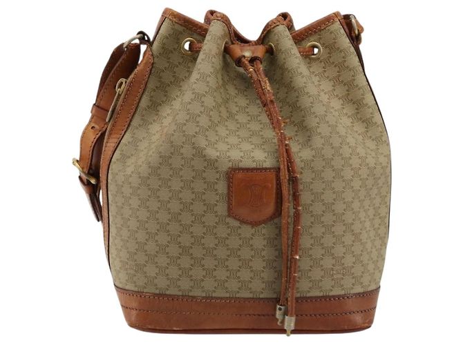 Céline Borsa a Spalla CELINE Macadam Canvas PVC Beige Oro Auth ti3982 D'oro - vista 2